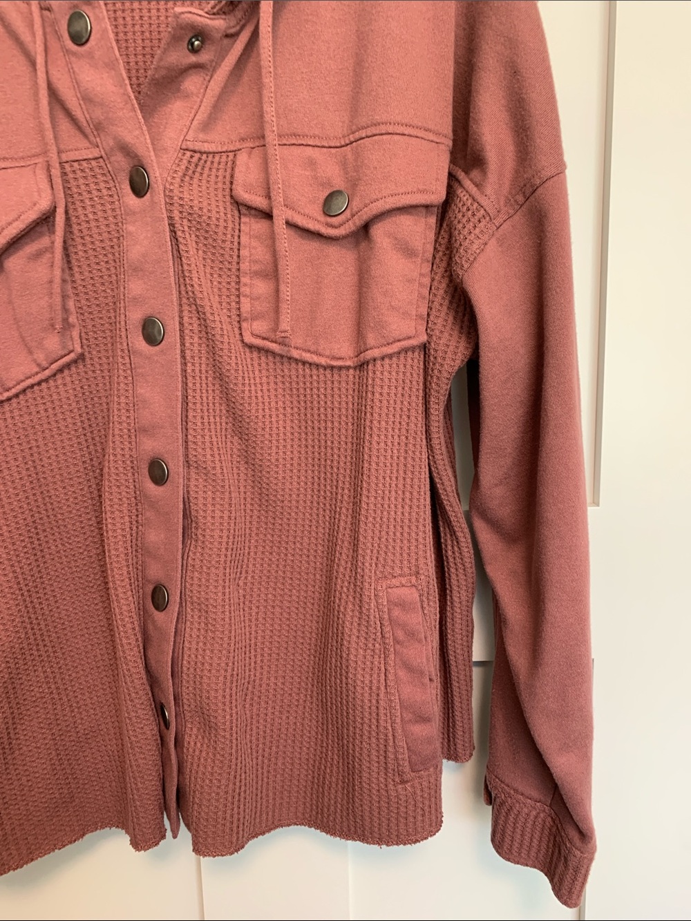 Maurices Hooded Button-Front Utility Jacket - Dusty Rose - Picture 5 of 10